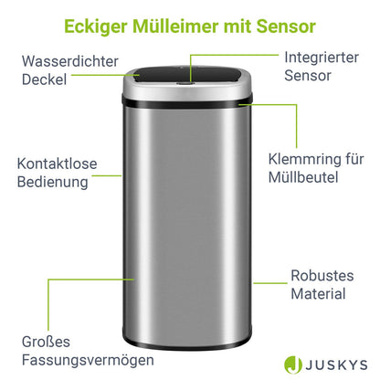 Automatischer Mülleimer mit Sensor - 70L Silber