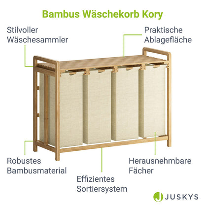 Bambus Wäschekorb Kory 4er - Beige