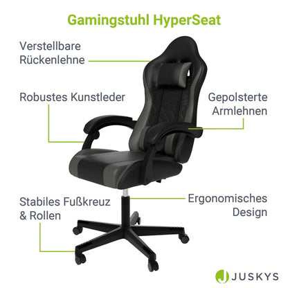 Bürostuhl Gamingstuhl HyperSeat schwarz/dunkelgrau