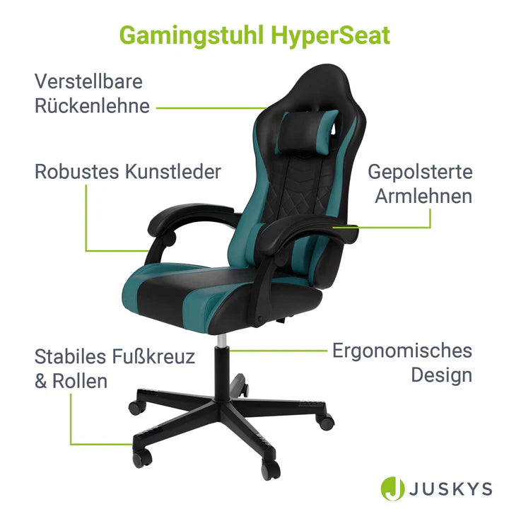 Bürostuhl Gamingstuhl HyperSeat schwarz/türkis
