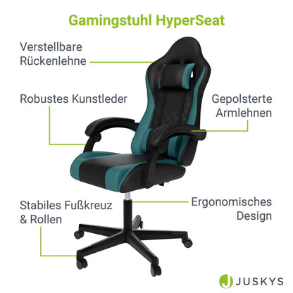 Bürostuhl Gamingstuhl HyperSeat schwarz/türkis