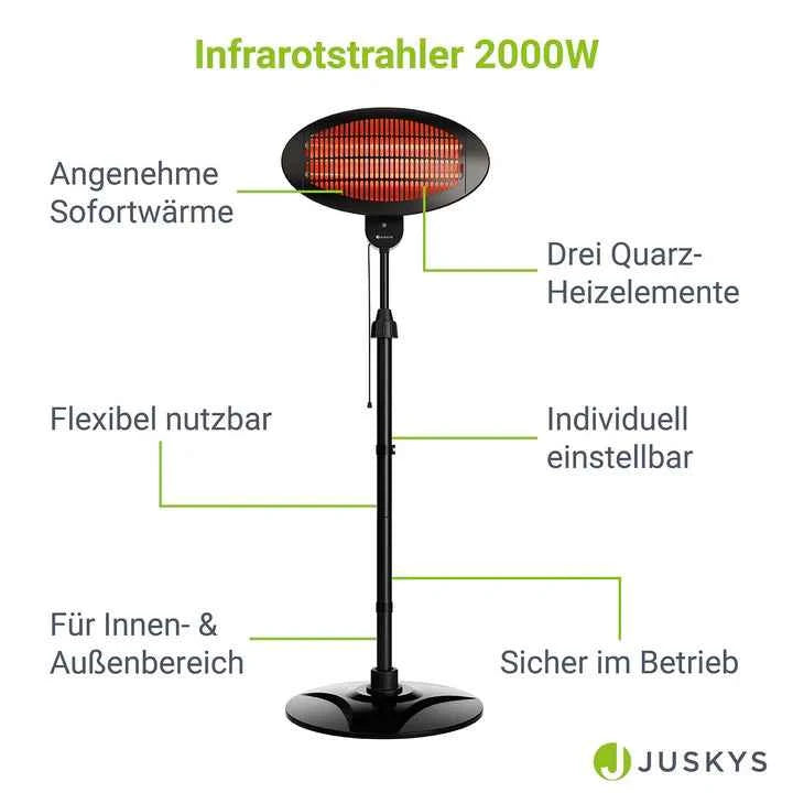 Infrarotstrahler 2000W Schwarz aussen