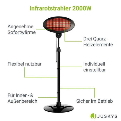 Infrarotstrahler 2000W Schwarz aussen