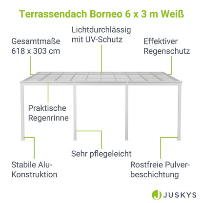 Tetto terrazza tetto terrazza Borneo 6x3 m bianco