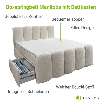 Boxspringbett Manitoba 180x200 cm mit Bettkasten Beige