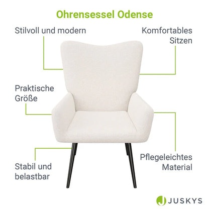 Ohrensessel Relaxsessel skandinavischen Design Bouclé Beige