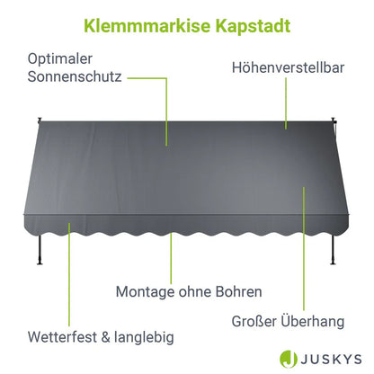 Klemmmarkise Kapstadt 400x120 cm Grau - Palo24
