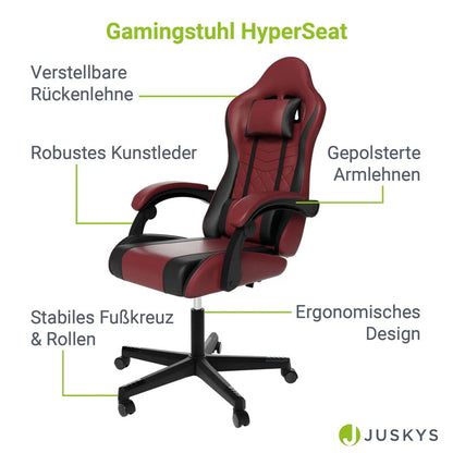 Bürostuhl Gamingstuhl HyperSeat bordeaux/schwarz