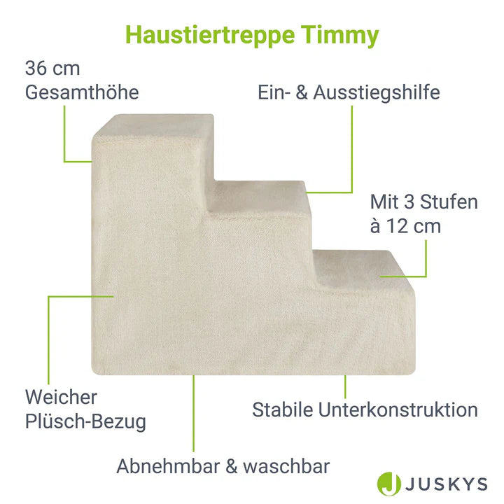 Haustiertreppe Timmy in Beige 36 cm hohe Ein- und Ausstiegshilfe für Haustiere