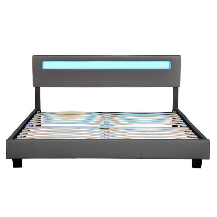 Lit capitonné LED Paris 180 x 200 cm - gris foncé