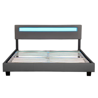 Lit capitonné LED Paris 180 x 200 cm - gris foncé