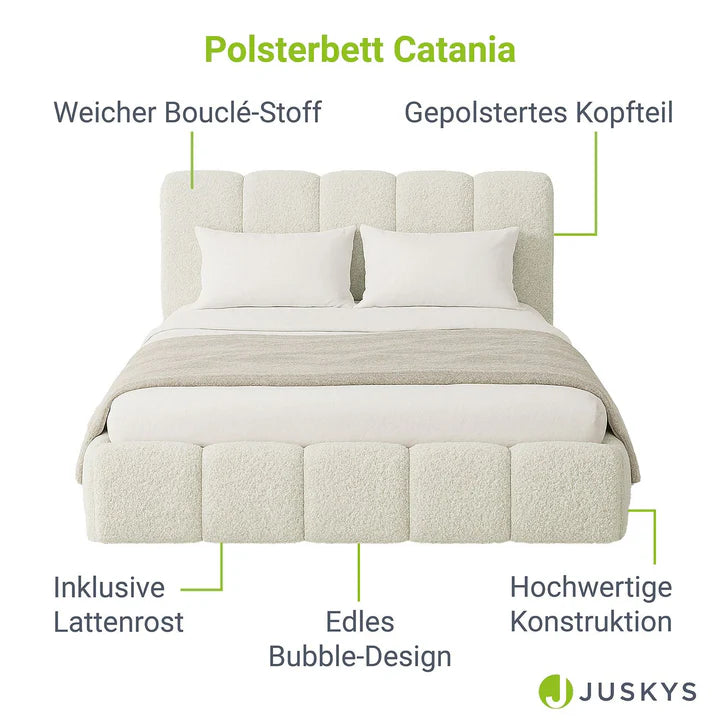 Polsterbett Catania Creme inkl. Lattenrost 180x200 cm - Palo24