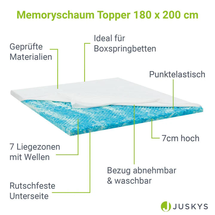 Topper 180x200 cm Memoryschaum, H2 - H3