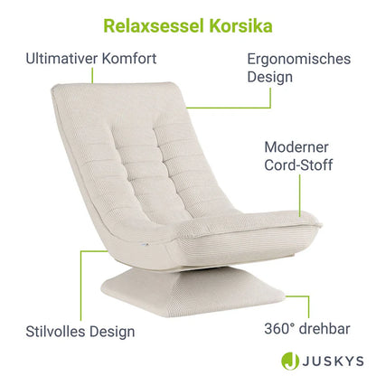 Relaxsessel Korsika mit Cord 360° drehbar Beige