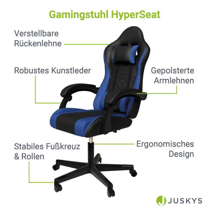 Bürostuhl Gamingstuhl HyperSeat schwarz/blau