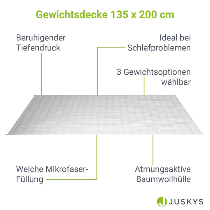 Gewichtsdecke 135x200 cm für besseren Schlaf 9 kg