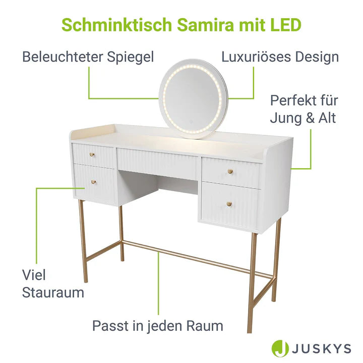 Schminktisch mit Spiegel Samira Touch-LED