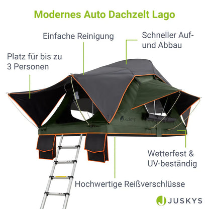 Autodachzelt für 2 Personen Lago mit Matratze 140x240 cm