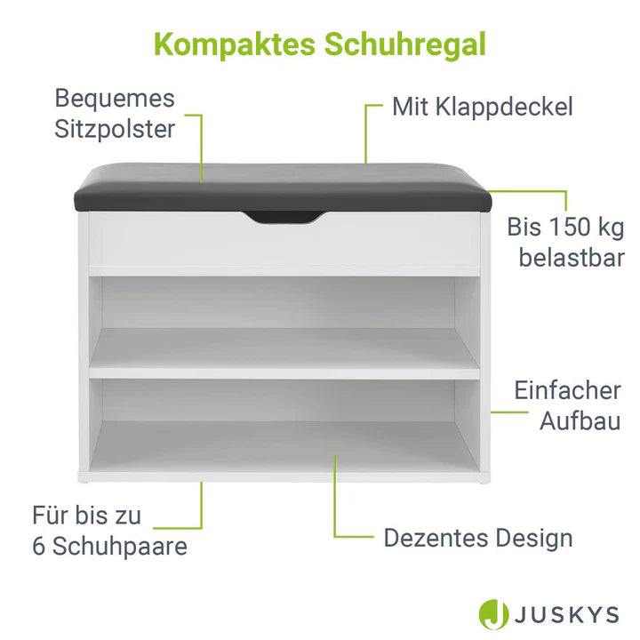 Schuhregal 60x30x44 cm Weiss / Grau