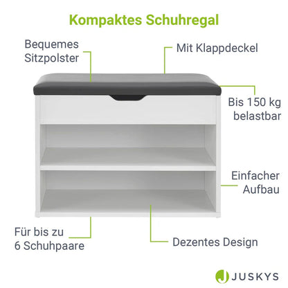 Schuhregal 60x30x44 cm Weiss / Grau