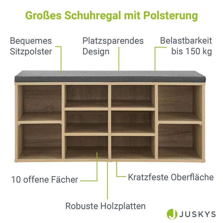 Schuhregal 104x30x48 cm Holzoptik