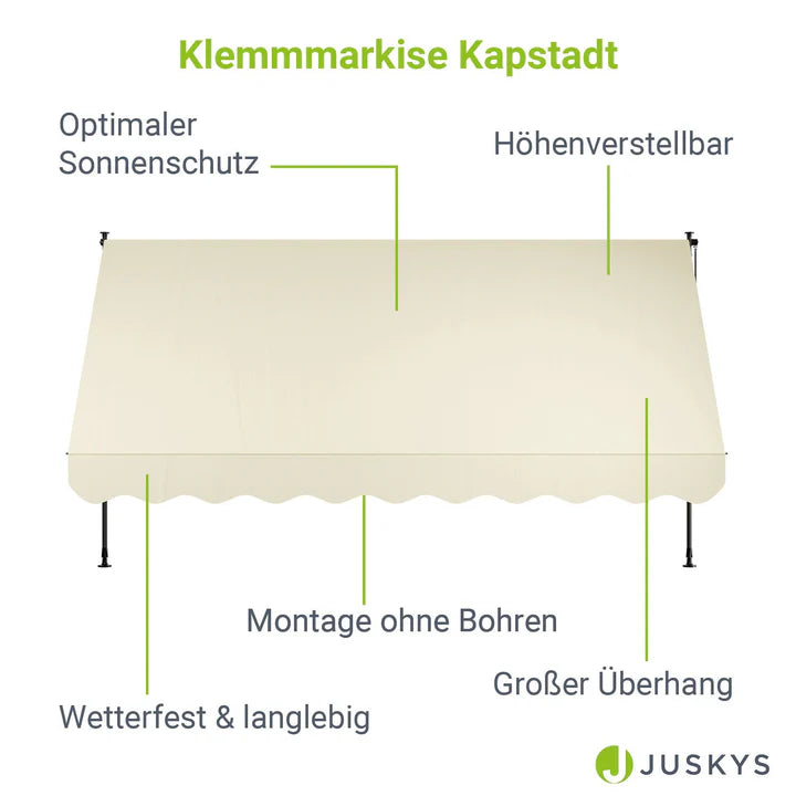 Klemmmarkise Kapstadt 350x120 cm Beige - Palo24