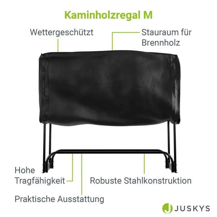 Kaminholzregal aussen mit Abdeckung Grösse M Schwarz