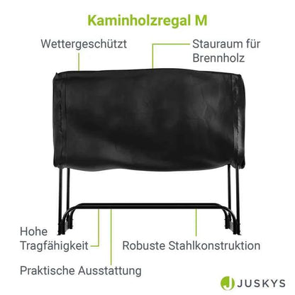 Kaminholzregal aussen mit Abdeckung Grösse M Schwarz