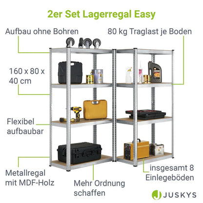 2er Set Lagerregal "Easy" 160 x 80 x 40 cm
