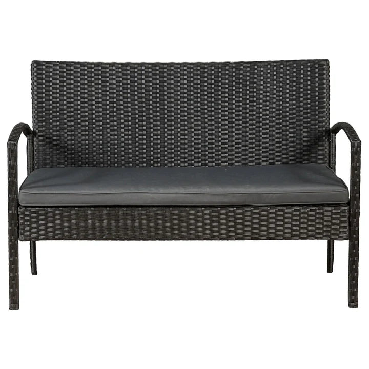 Polyrattan Sitzgruppe Trinidad schwarz mit dunkelgrauen Bezügen