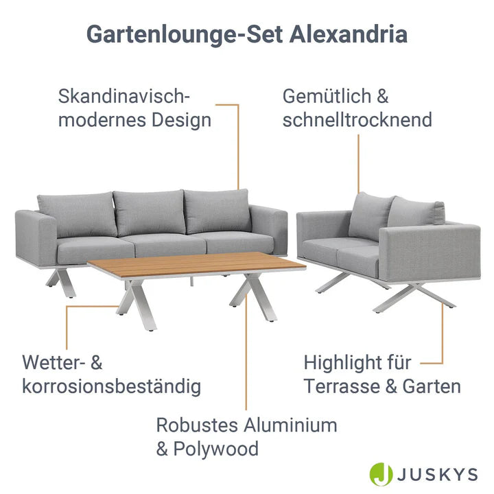 Premium Gartenlounge Set Alexandria Grau - Palo24