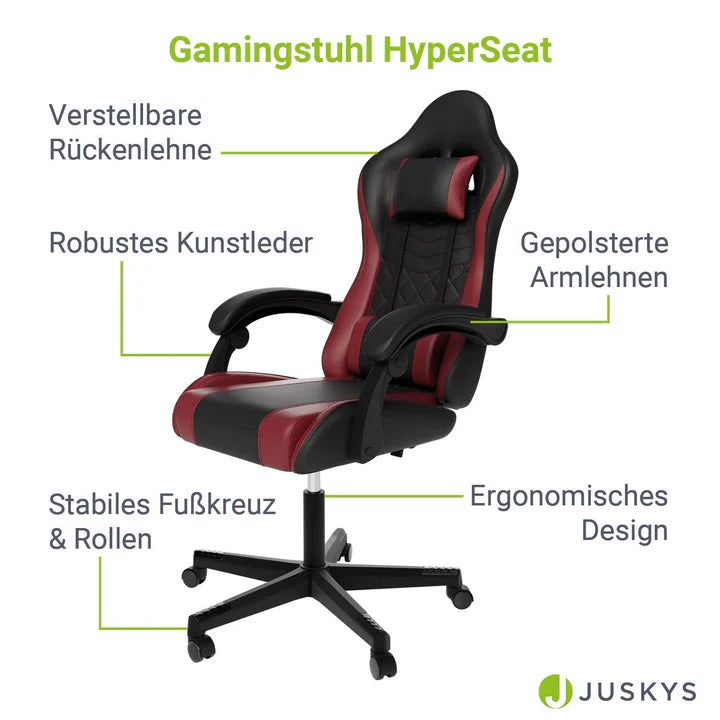 Bürostuhl Gamingstuhl HyperSeat schwarz/bordeaux
