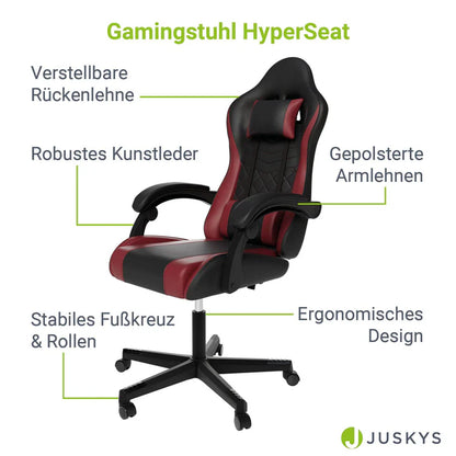 Bürostuhl Gamingstuhl HyperSeat schwarz/bordeaux