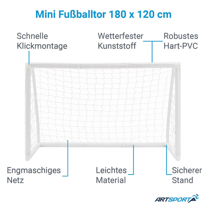 Porta da calcio 180x120 cm con rete e borsa