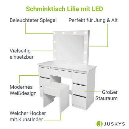 Schminktisch mit Spiegel Talea mit Hocker Melly