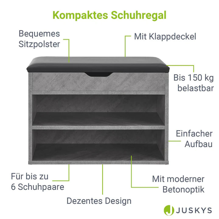 Schuhregal Betonoptik Grau 60x30x44 cm – Modernes Design für Ihren Flur
