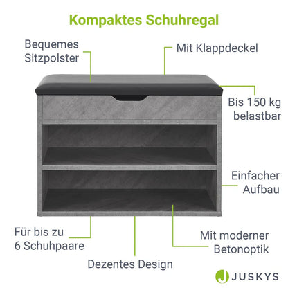 Schuhregal Betonoptik Grau 60x30x44 cm – Modernes Design für Ihren Flur