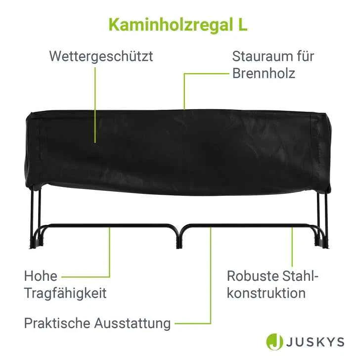 Kaminholzregal aussen mit Abdeckung Grösse L Schwarz