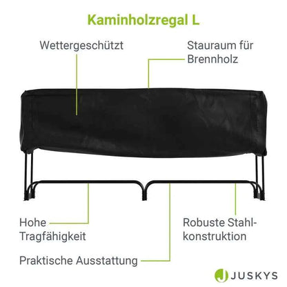Kaminholzregal aussen mit Abdeckung Grösse L Schwarz