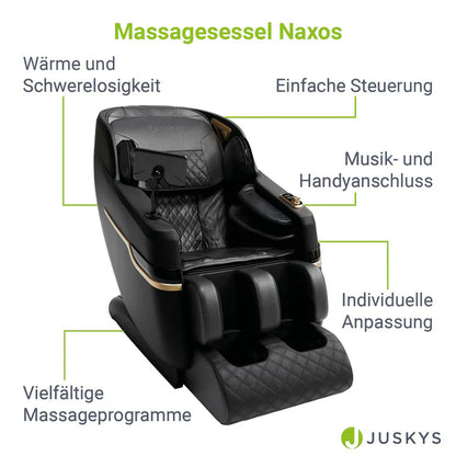 Massagesessel Naxos Bluetooth & Heizung Schwarz