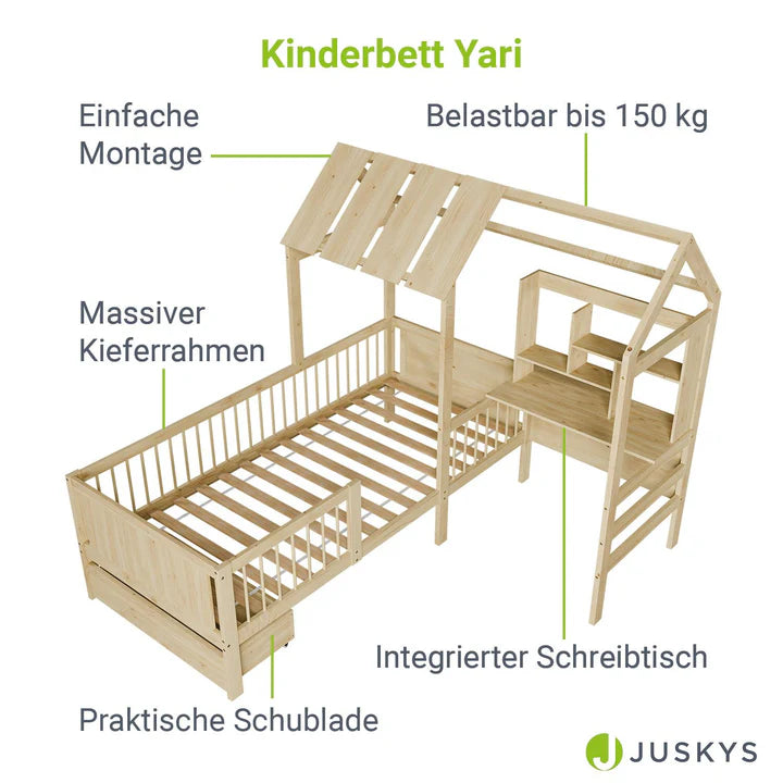 Kinderbett Yari mit Tisch und Stuhl Natur