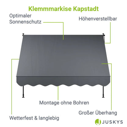 Klemmmarkise Kapstadt 250x120 cm Grau - Palo24