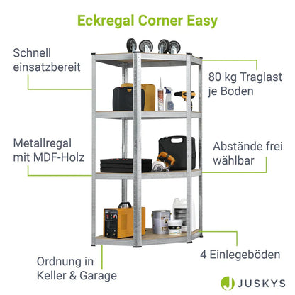 Mensola angolare portaoggetti "Corner Easy" 160 x 75 x 40-75 cm