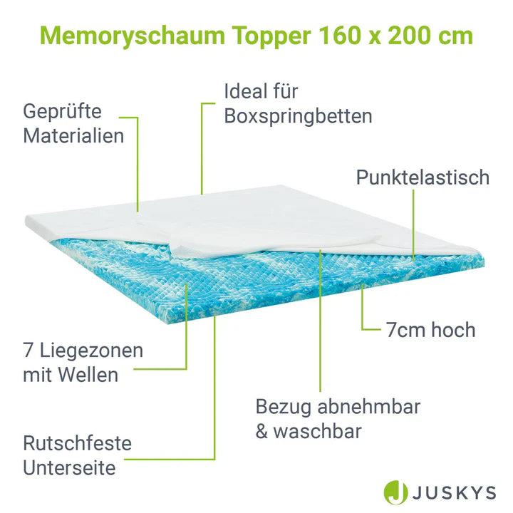 Topper 160x200 cm Memoryschaum, H2 - H3