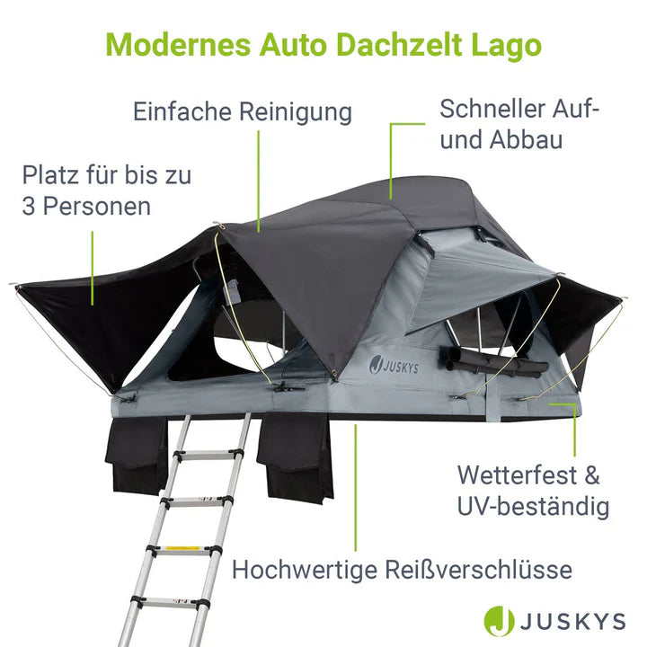 dachzelt 140x200 Autodachzelt für 2 Personen Lago mit Matratze 140x200 cm