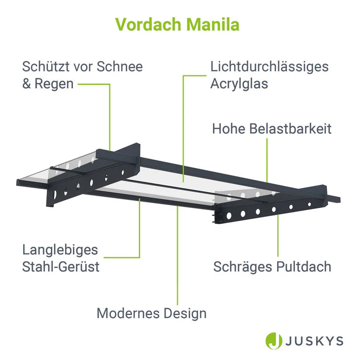 Pensilina moderna tetto a falda falda Manila 150x80 cm