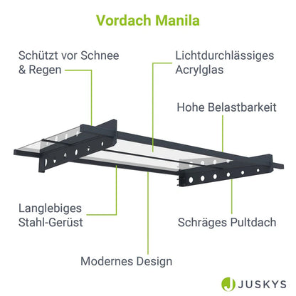 Pensilina moderna tetto a falda falda Manila 150x80 cm