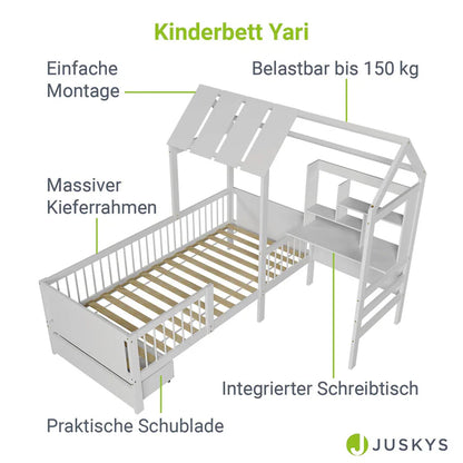 Kinderbett Yari mit Tisch und Stuhl Weiss