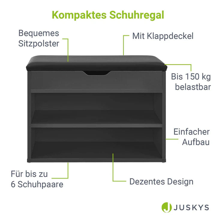 Schuhregal 60x30x44 cm Grau / Schwarz
