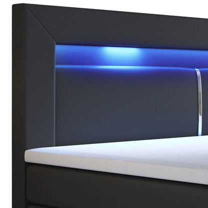 Letto a molle LED Norfolk 120x200 cm Nero